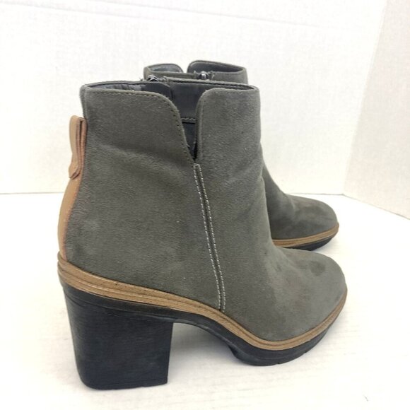 Dr Scholls Suede Finderkeeper Boots Womens Size 7M Gray Block Heel Ankle Booties - Picture 3 of 15